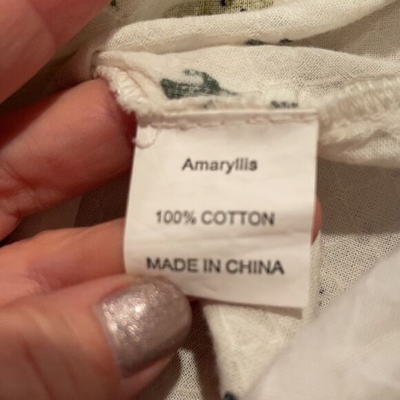 Amaryllis peasant off white cactus print top Sz S - Picture 5 of 8